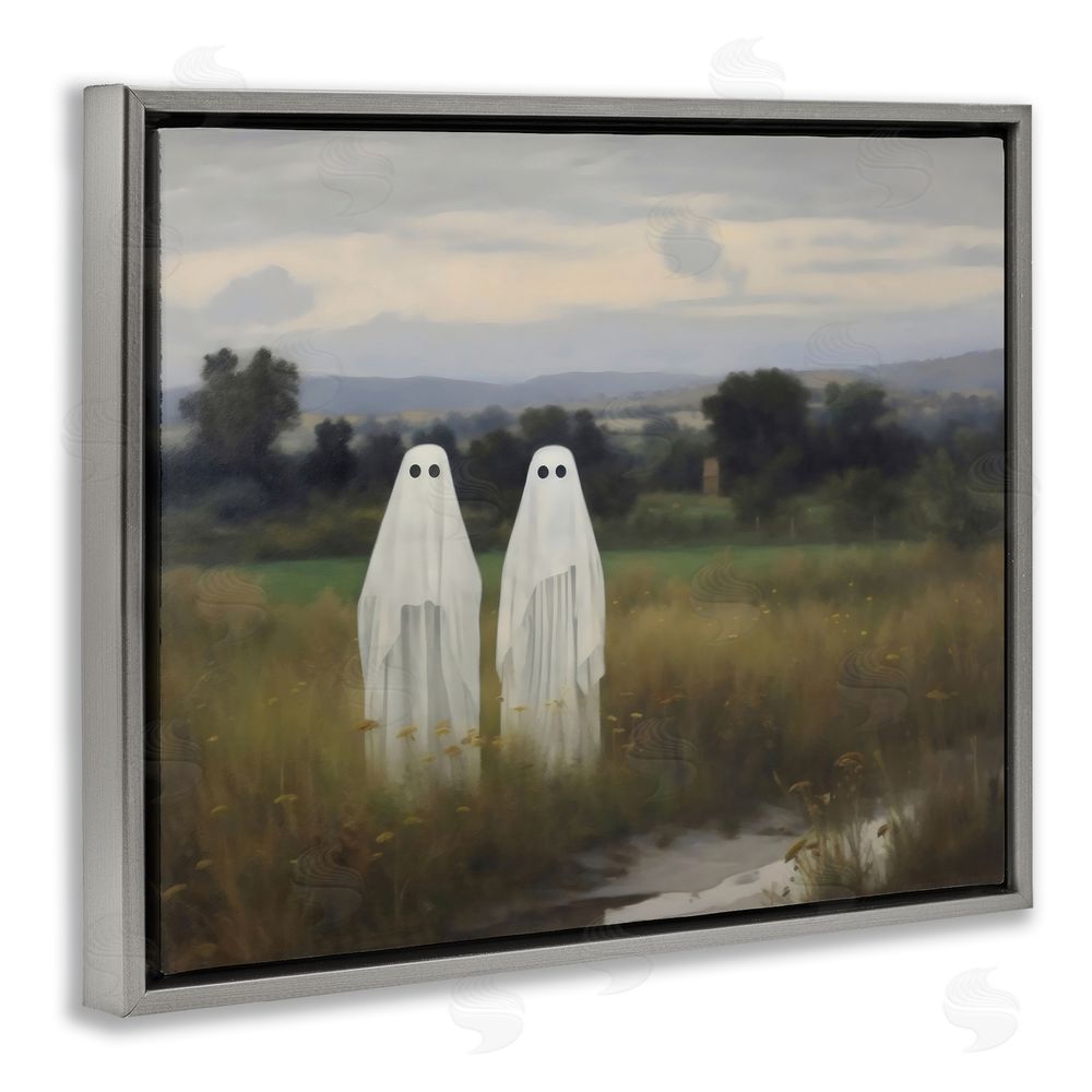 LSR Design Studio Ghost Duo in Field Gray Floating Frame Canvas Wall Art Print