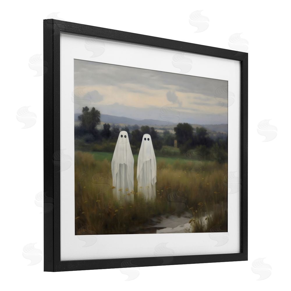 LSR Design Studio Ghost Duo in Field Black Framed Print Under Glass with White Mat Wall Art