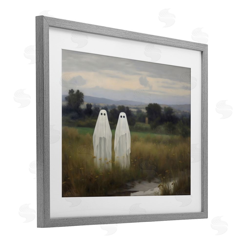 LSR Design Studio Ghost Duo in Field Gray Framed Print Under Glass with White Mat Wall Art