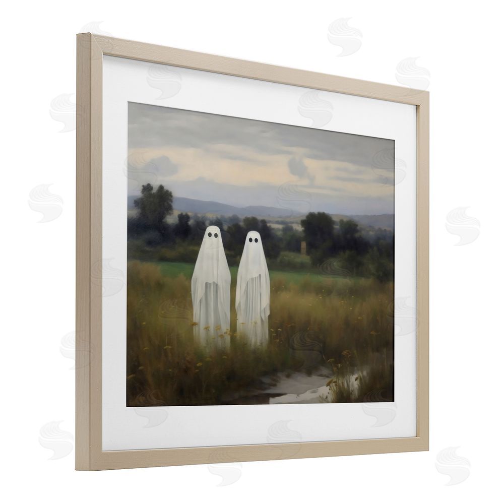 LSR Design Studio Ghost Duo in Field Birch Framed Print Under Glass with White Mat Wall Art