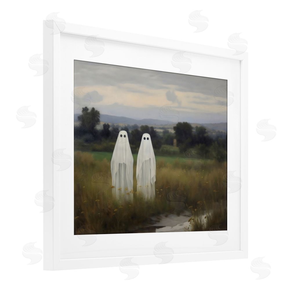 LSR Design Studio Ghost Duo in Field White Framed Print Under Glass with Mat Wall Art