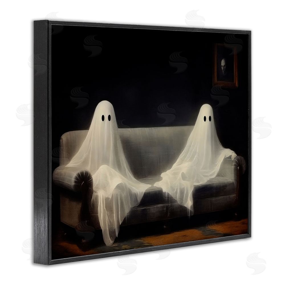 LSR Design Studio Spooky Couch Ghost Duo Black Framed Giclee Wall Art Print