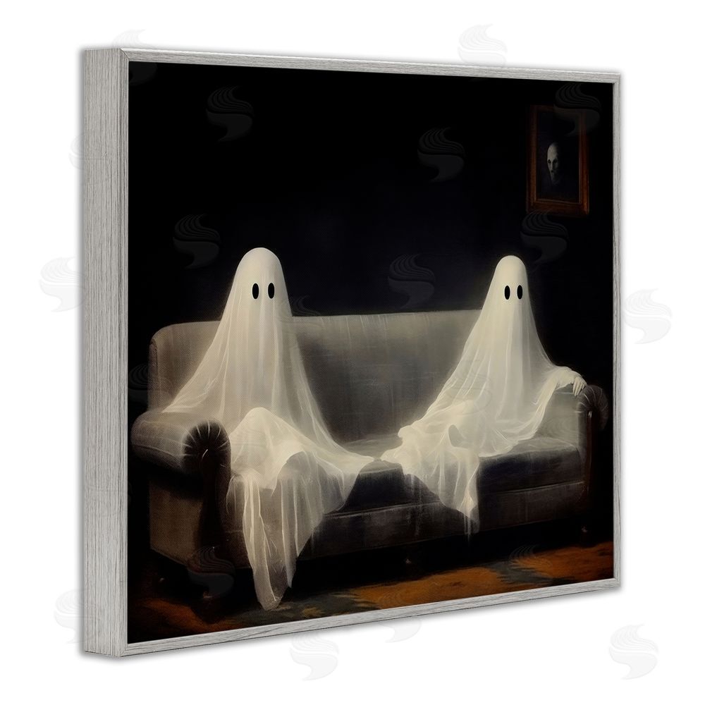 LSR Design Studio Spooky Couch Ghost Duo Gray Framed Giclee Wall Art Print