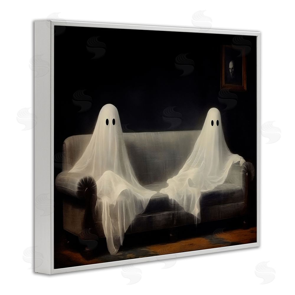 LSR Design Studio Spooky Couch Ghost Duo White Framed Giclee Wall Art Print