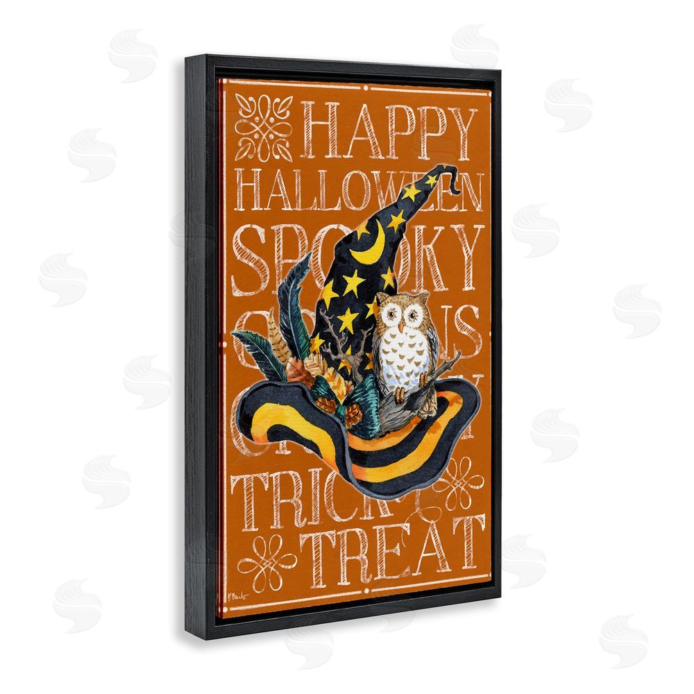 Paul Brent Witchy Hat & Owl Phrases Black Floating Frame Canvas Wall Art Print