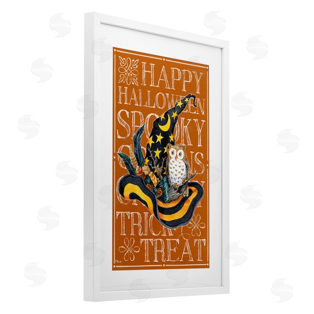 Paul Brent Witchy Hat & Owl Phrases White Framed Print Under Glass with Mat Wall Art