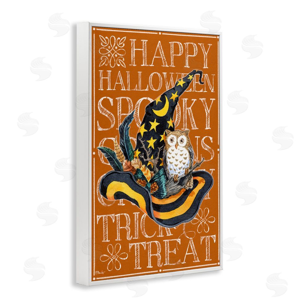 Paul Brent Witchy Hat & Owl Phrases White Framed Giclee Wall Art Print