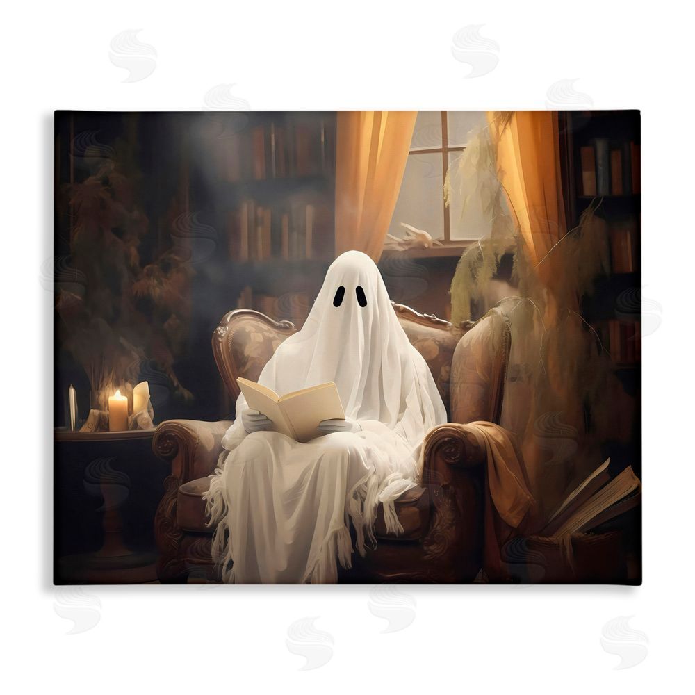 LSR Design Studio Peaceful Reading Ghost Canvas Wall Art Print