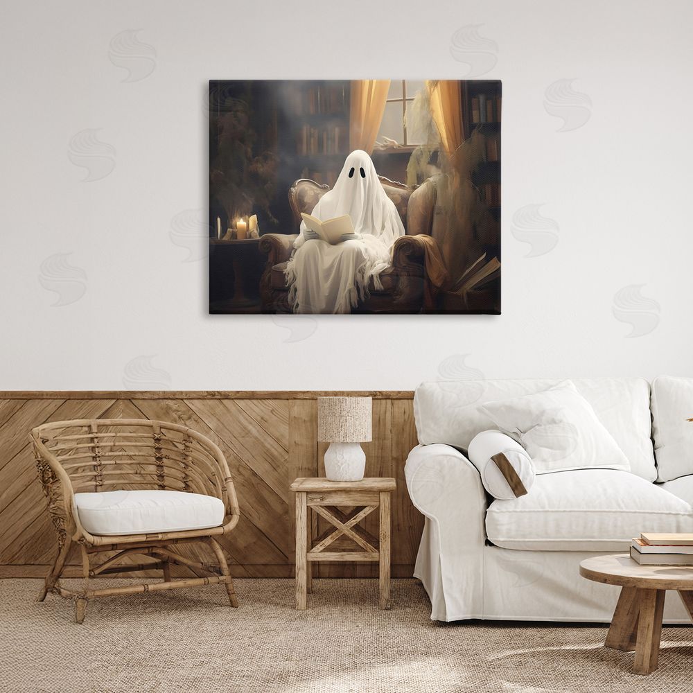 LSR Design Studio Peaceful Reading Ghost Canvas Art on Wall