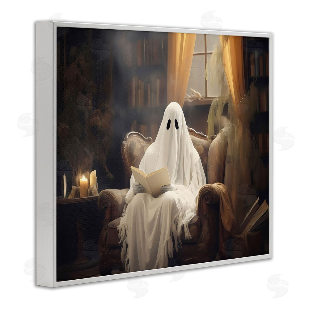 LSR Design Studio Peaceful Reading Ghost White Framed Giclee Wall Art Print