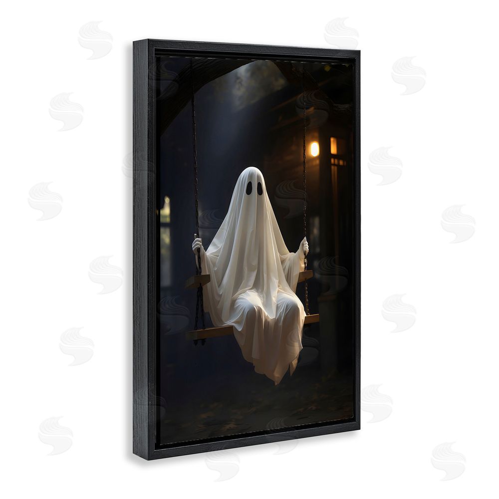 LSR Design Studio Lone Swinging Ghost Black Floating Frame Canvas Wall Art Print