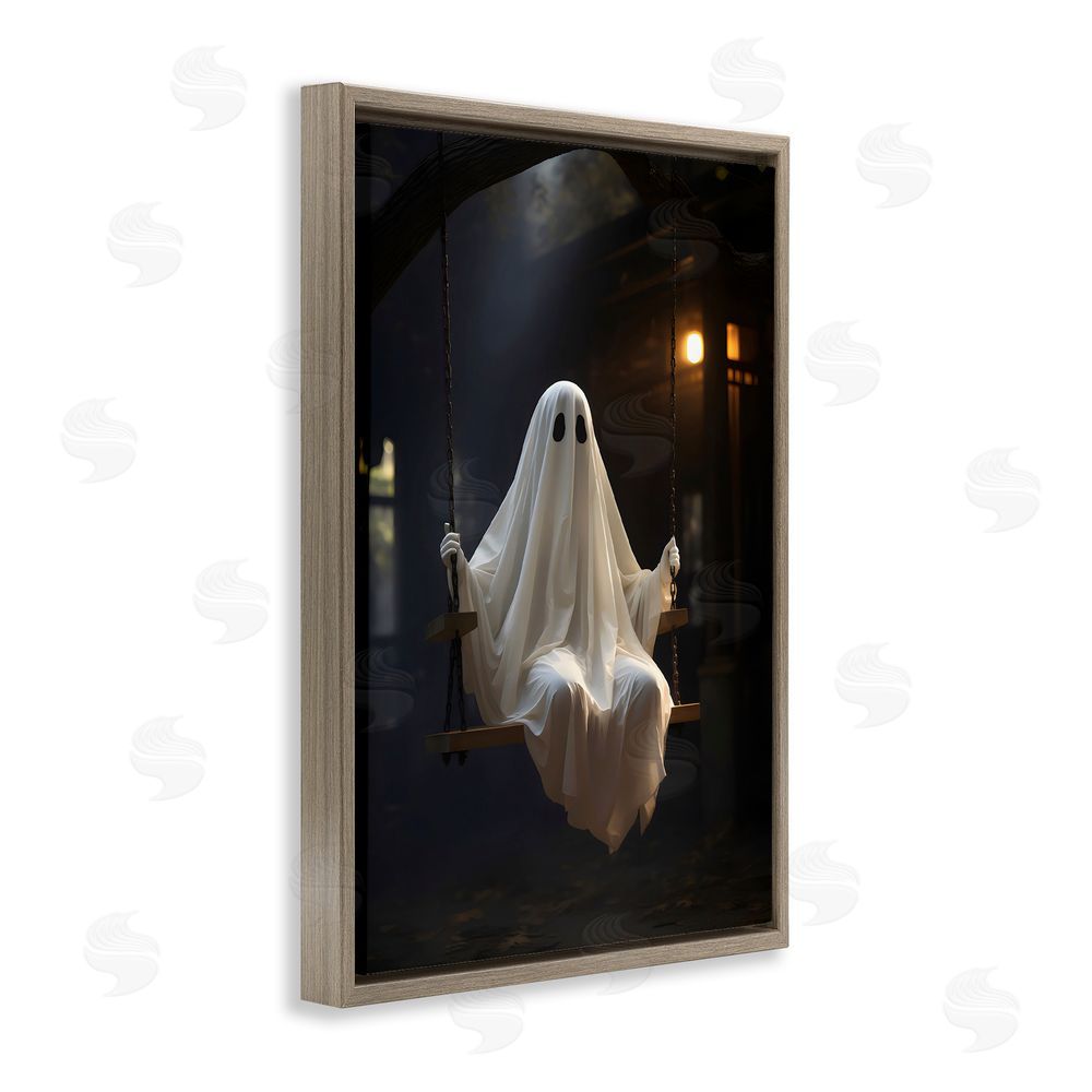 LSR Design Studio Lone Swinging Ghost Brown Floating Frame Canvas Wall Art Print