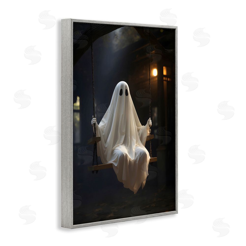 LSR Design Studio Lone Swinging Ghost Gray Framed Giclee Wall Art Print