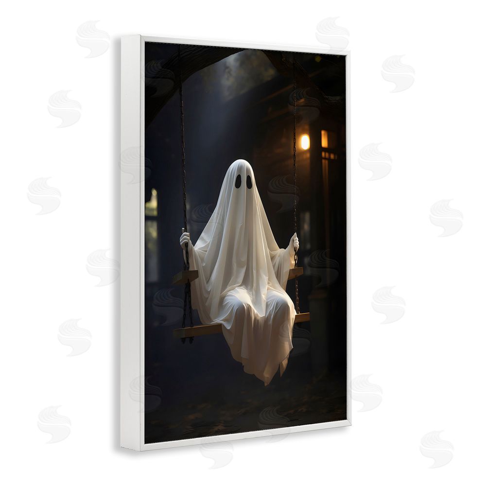 LSR Design Studio Lone Swinging Ghost White Framed Giclee Wall Art Print