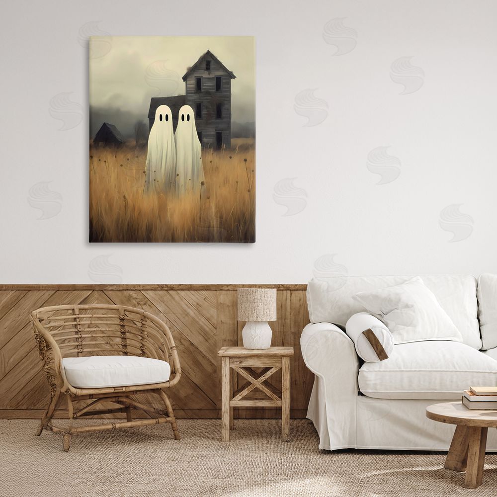 LSR Design Studio Spooky Farmhouse Ghost Duo Canvas Art on Wall
