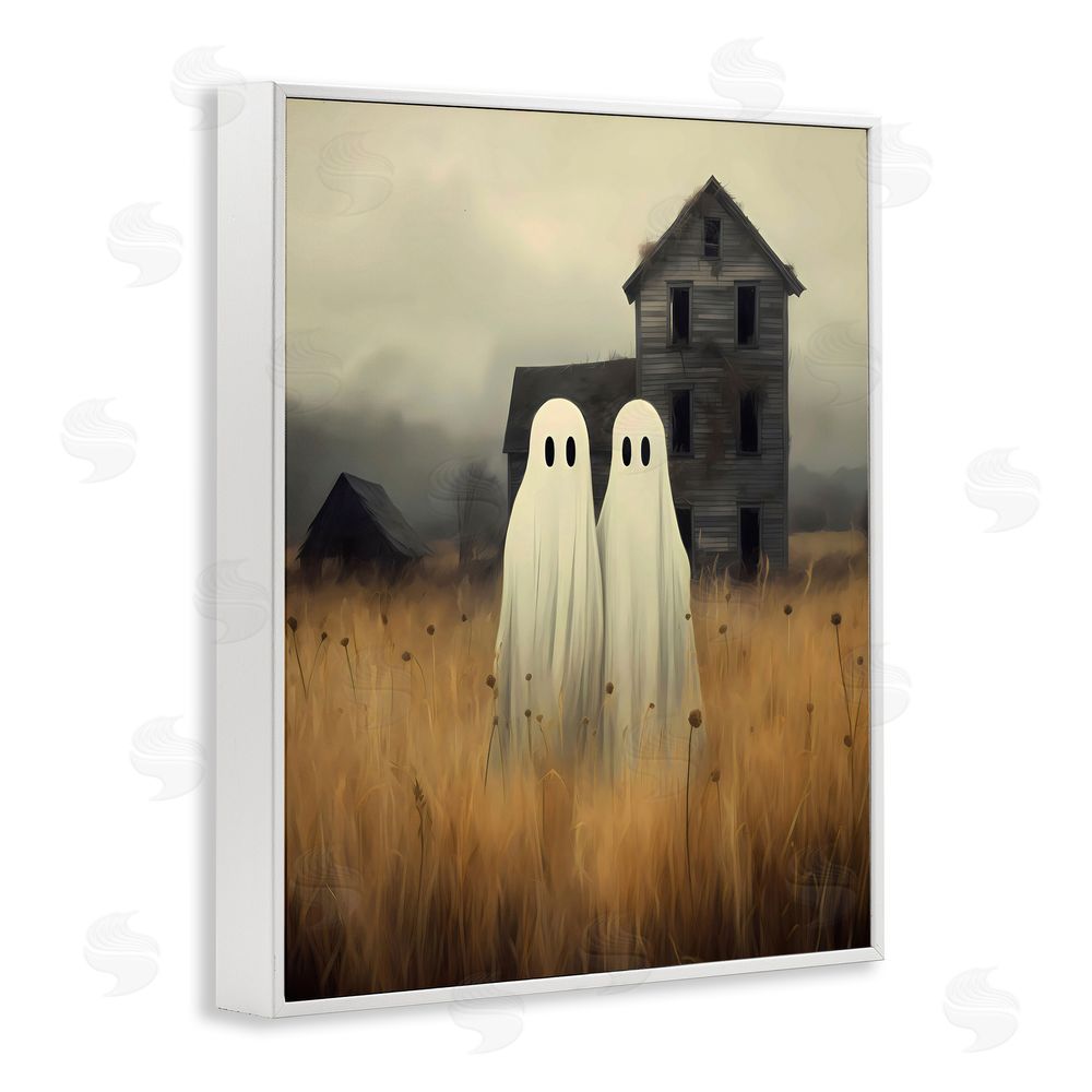 LSR Design Studio Spooky Farmhouse Ghost Duo White Framed Giclee Wall Art Print