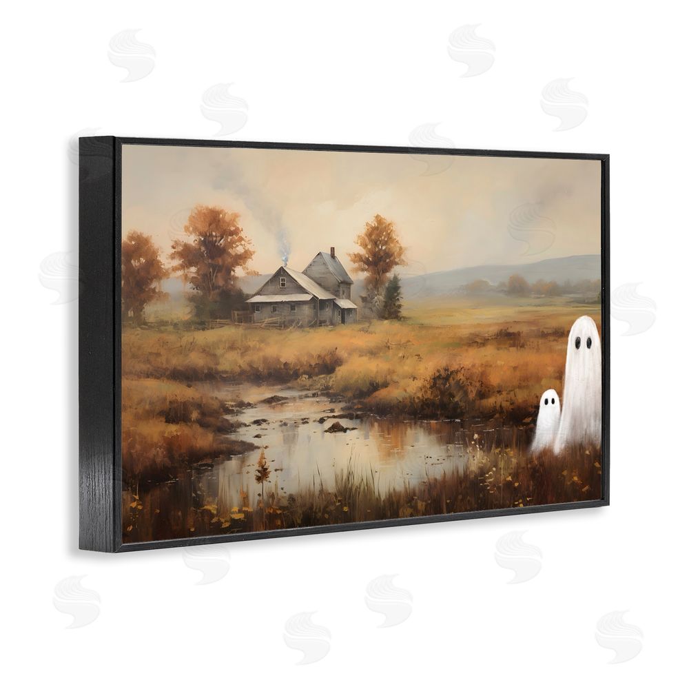 Petal Prints Design Ghosts In Farm Field Black Framed Giclee Wall Art Print