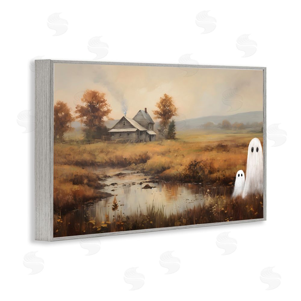 Petal Prints Design Ghosts In Farm Field Gray Framed Giclee Wall Art Print