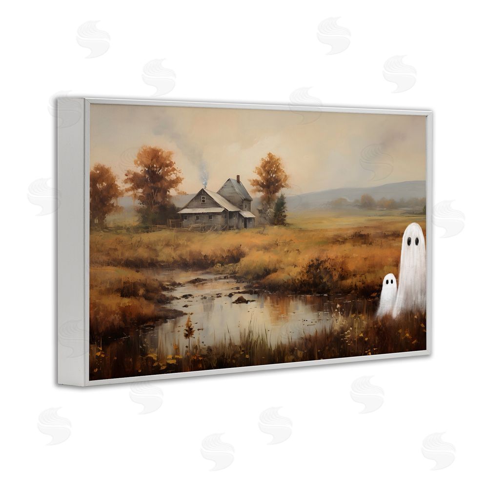 Petal Prints Design Ghosts In Farm Field White Framed Giclee Wall Art Print