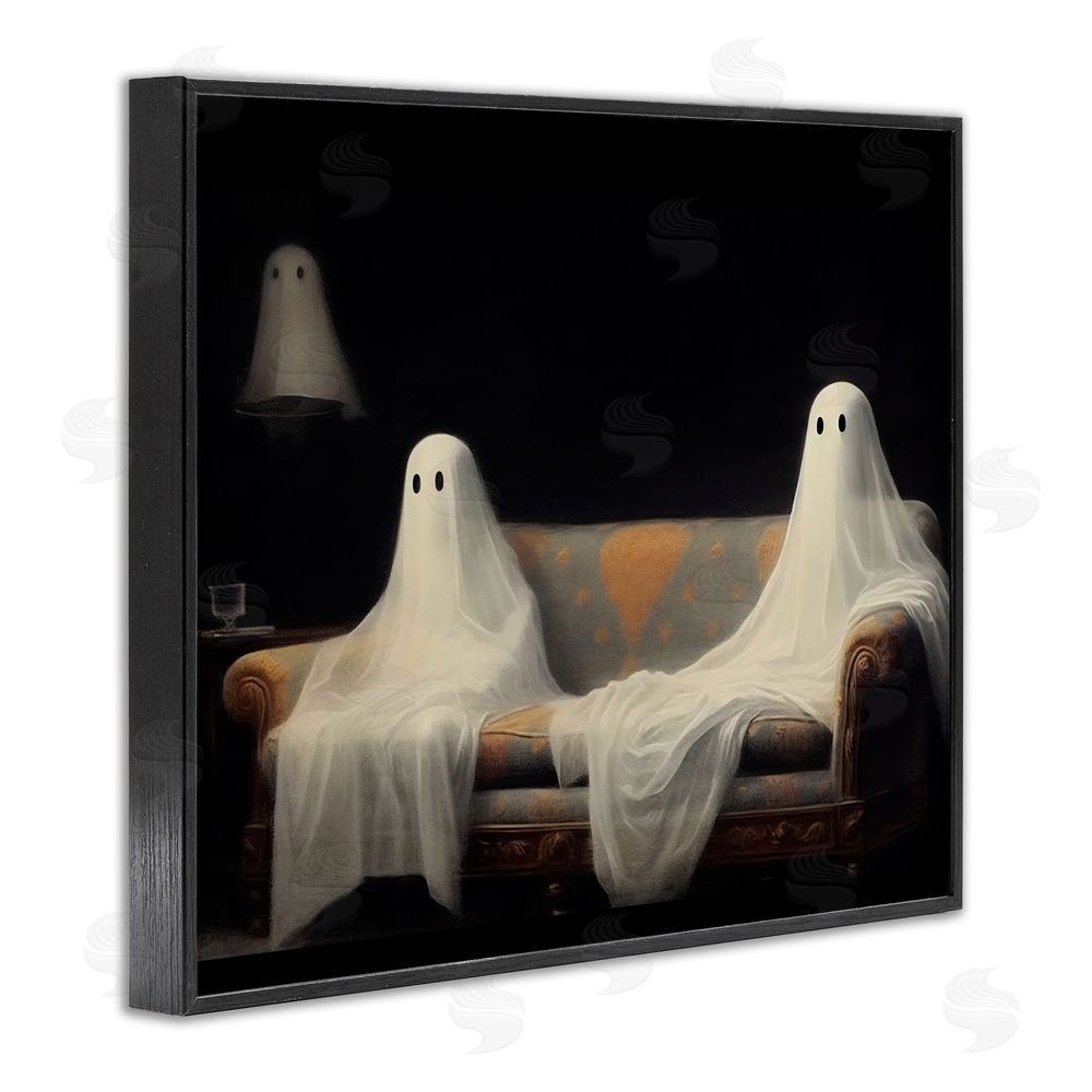 LSR Design Studio Spooky Couch Ghosts Black Framed Giclee Wall Art Print