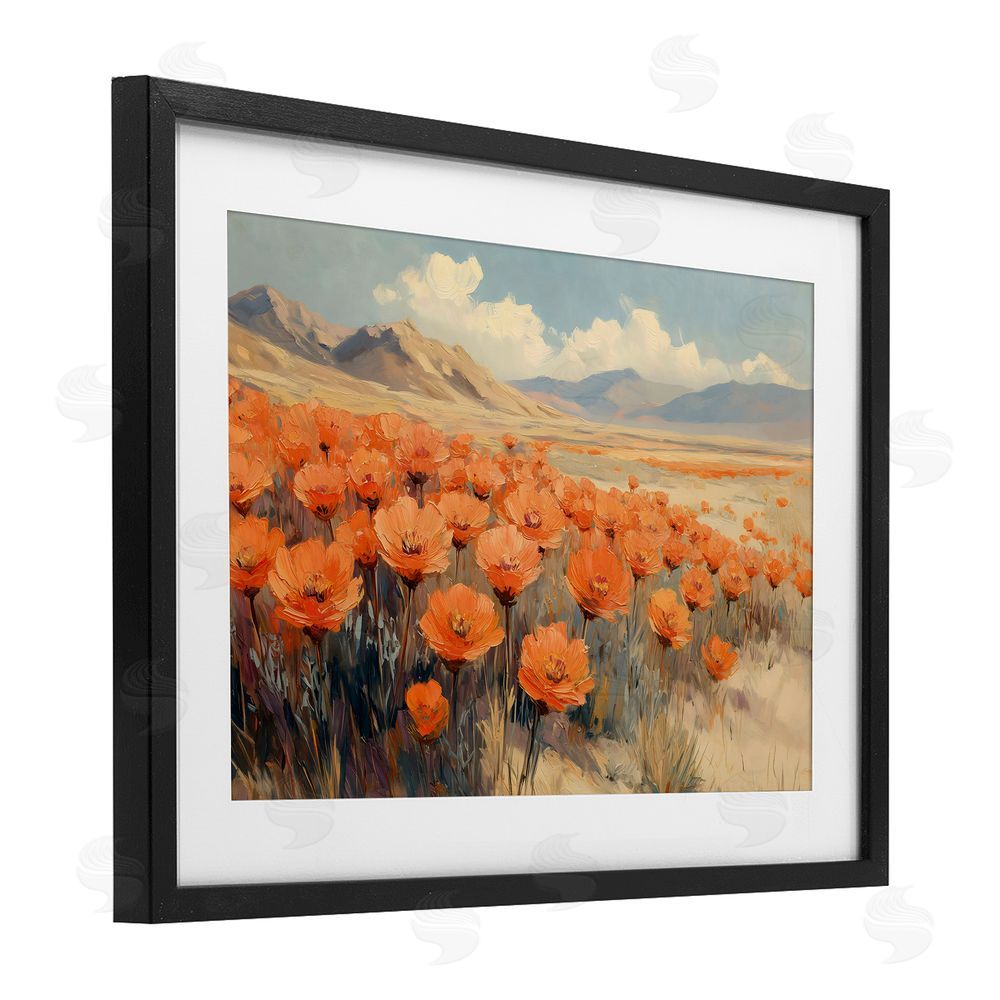 Gina Kelly Desert Poppies in Valley Black Framed Print Under Glass Wall Art