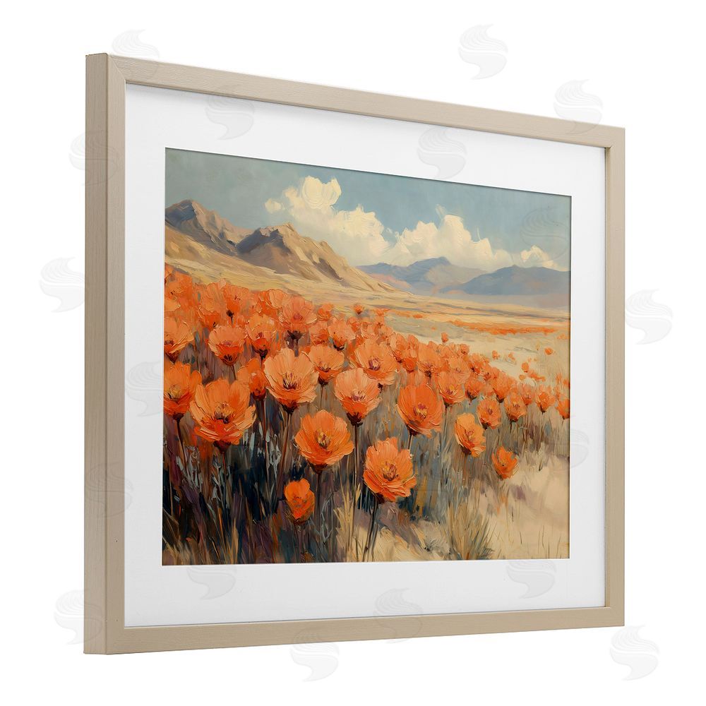 Gina Kelly Desert Poppies in Valley Brown Framed Print Under Glass Wall Art