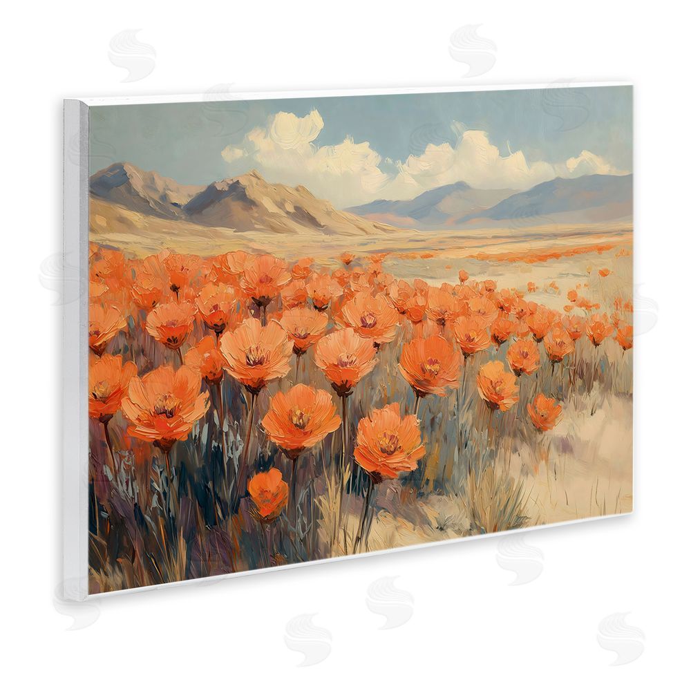 Gina Kelly Desert Poppies in Valley Wall Plaque with Fixed Lithograph Print