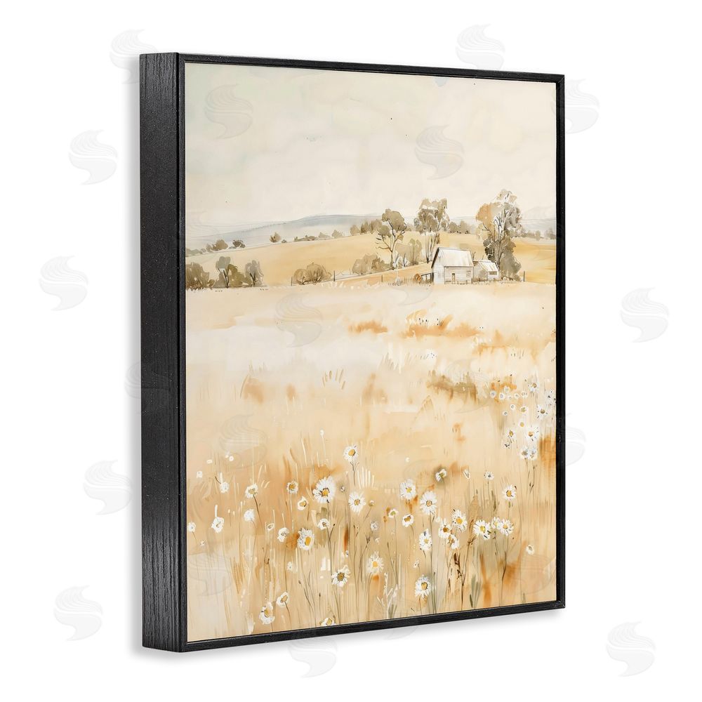 Creative Studio Farm Country Meadow with Daisies Black Framed Giclee Wall Art