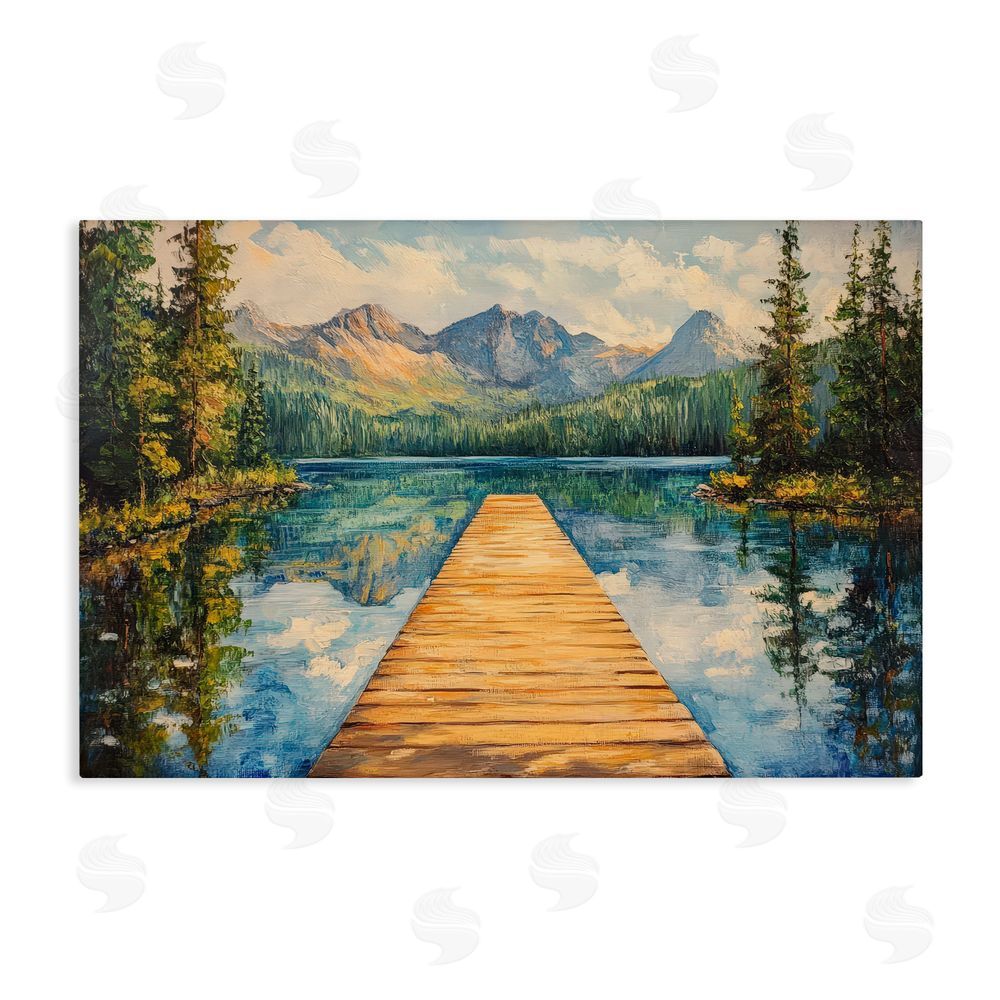 Petal Prints Design Dock in The Mountains Stretched Canvas Wall Art