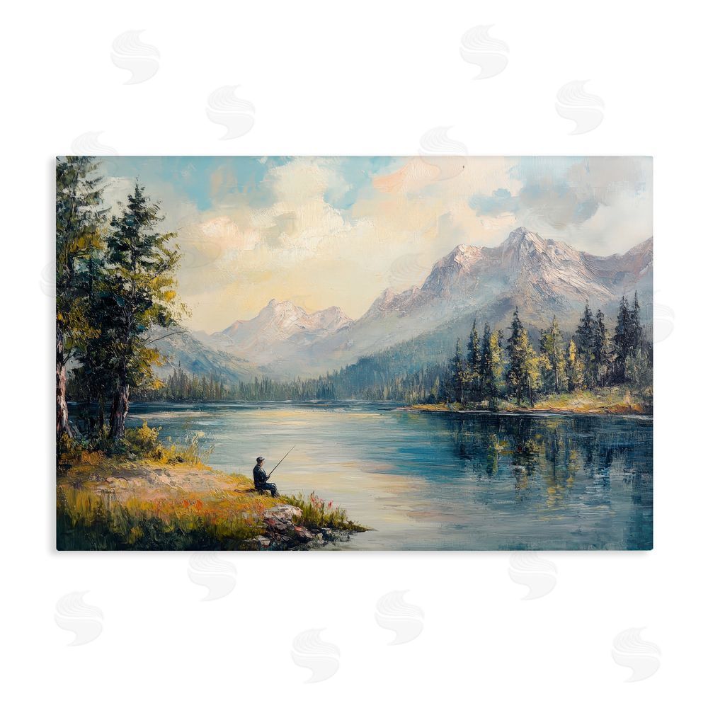 Petal Prints Design Secret Fishing Spot Stretched Canvas Wall Art Print