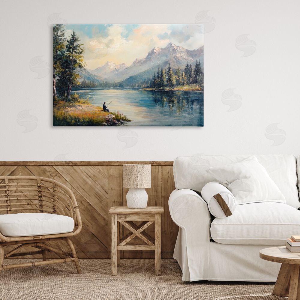 Petal Prints Design Secret Fishing Spot Stretched Canvas on Wall