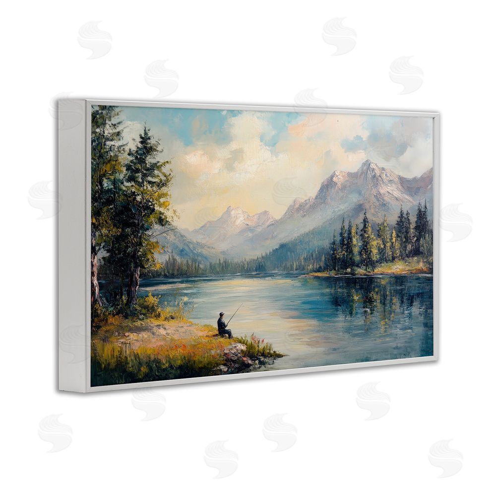 Petal Prints Design Secret Fishing Spot White Framed Giclee Wall Art Print