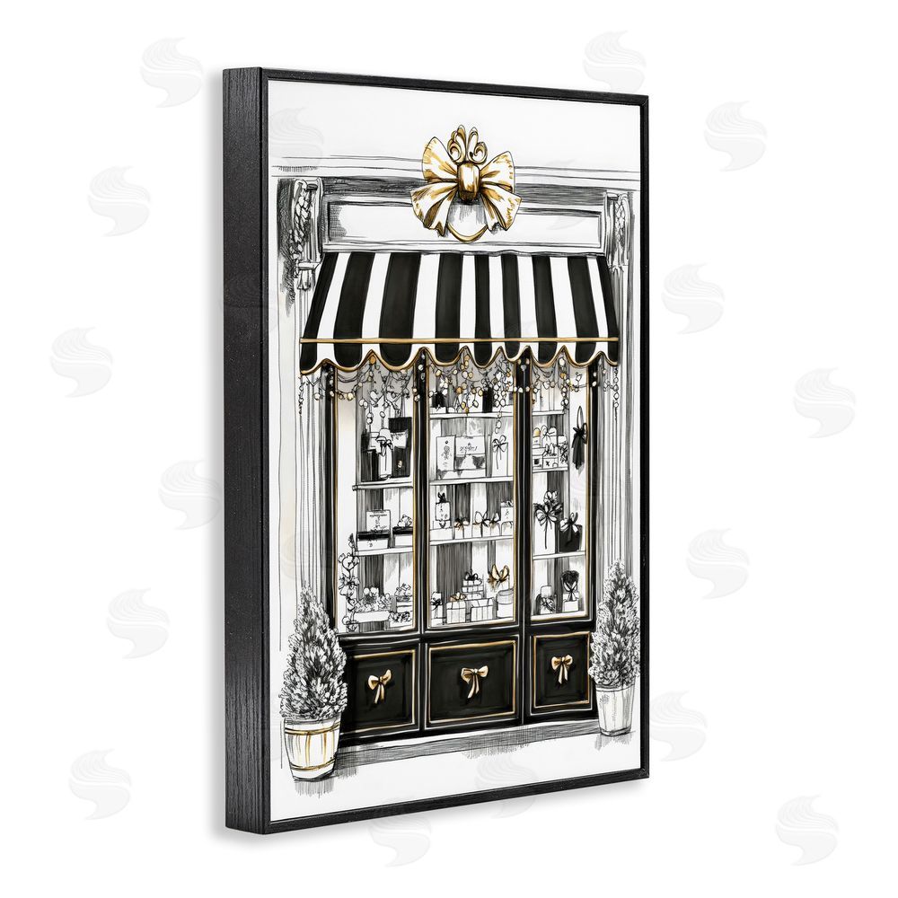 Petal Prints Design Striped Paris Shop Facade Black Framed Giclee Wall Art Print