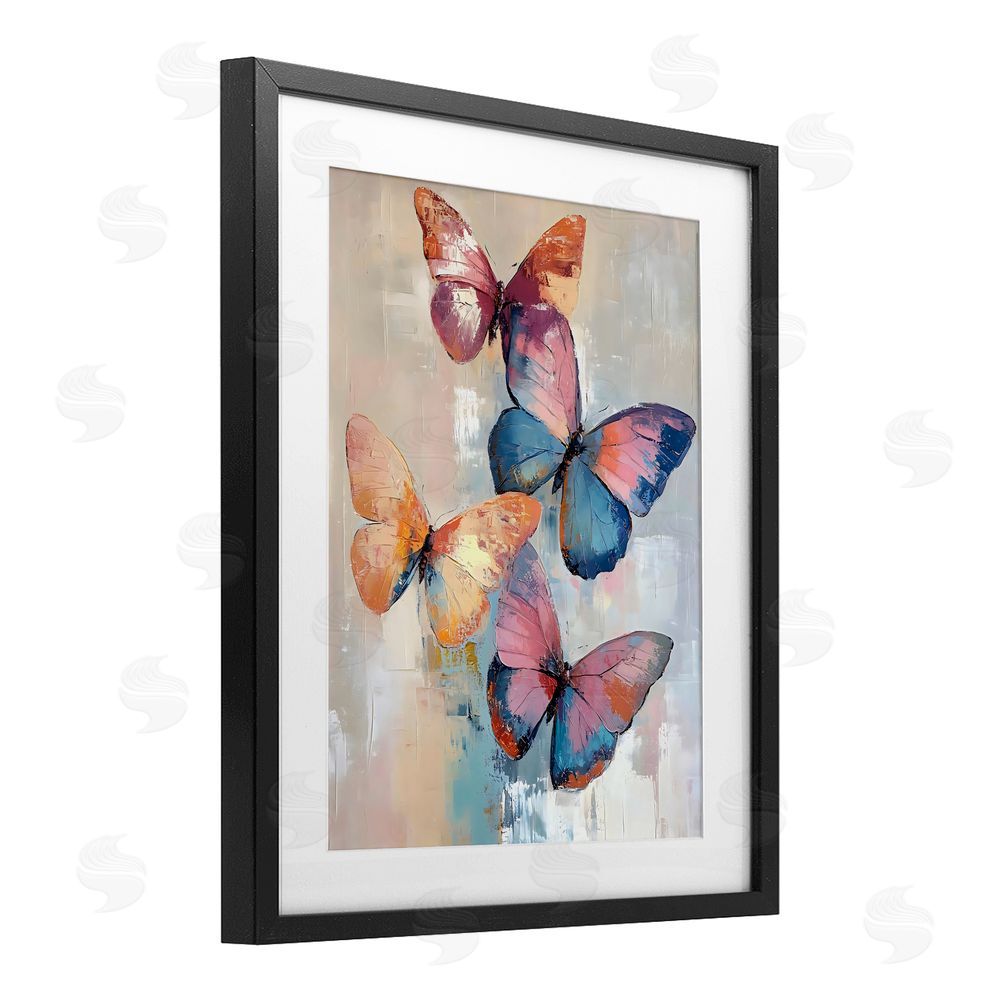 Creative Studio Butterfly Beauty Abstraction Black Framed Print Under Glass with Matting Wall Art