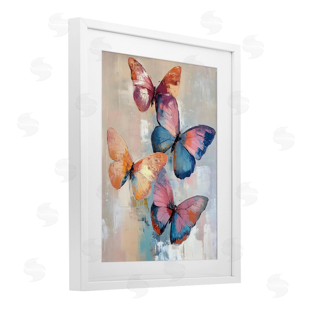 Creative Studio Butterfly Beauty Abstraction White Framed Print Under Glass with Matting Wall Art