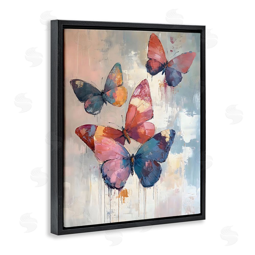 Creative Studio Butterfly Beauty in Flight Black Floating Frame Stretched Canvas Wall Art Print