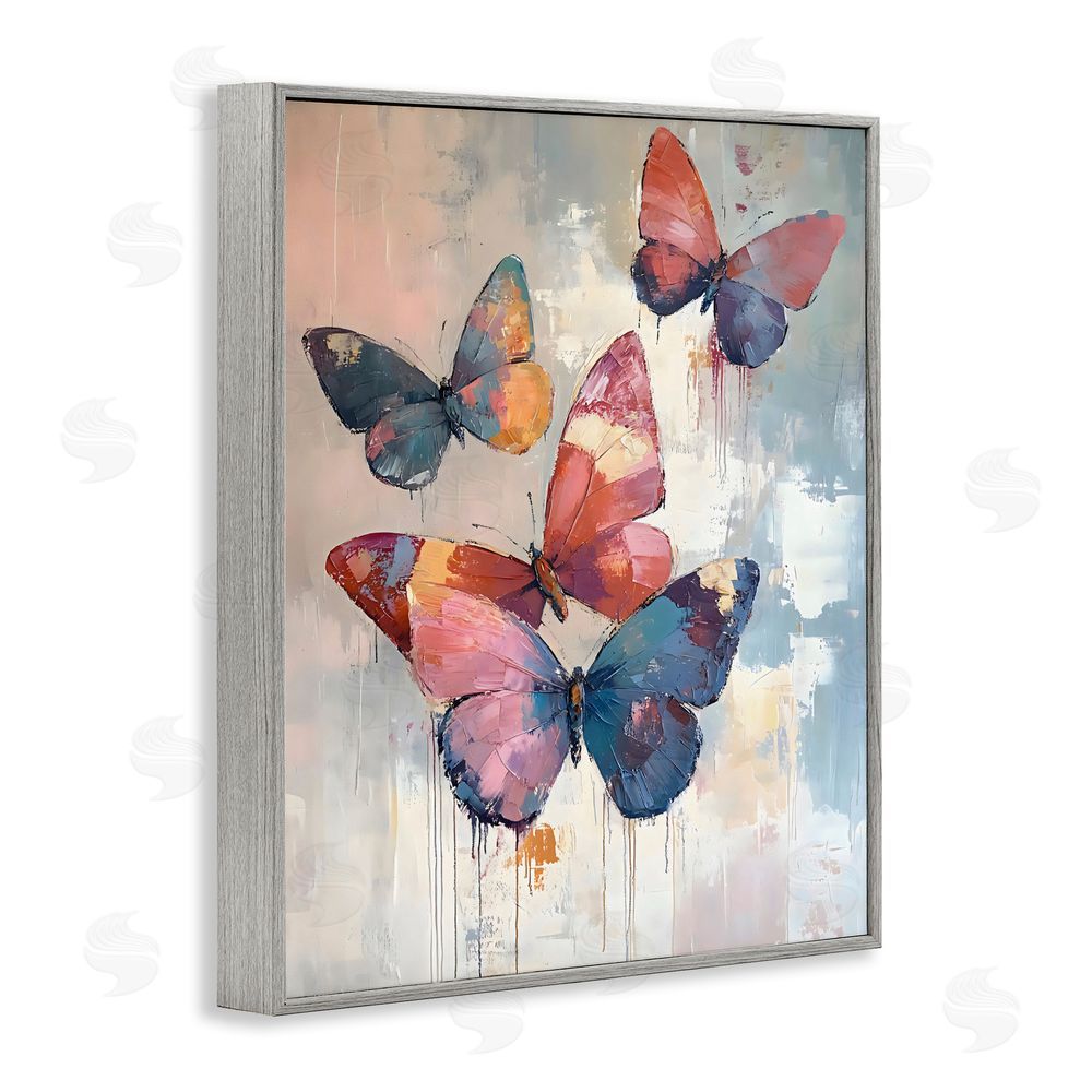 Creative Studio Butterfly Beauty in Flight Gray Framed Giclee Wall Art Print
