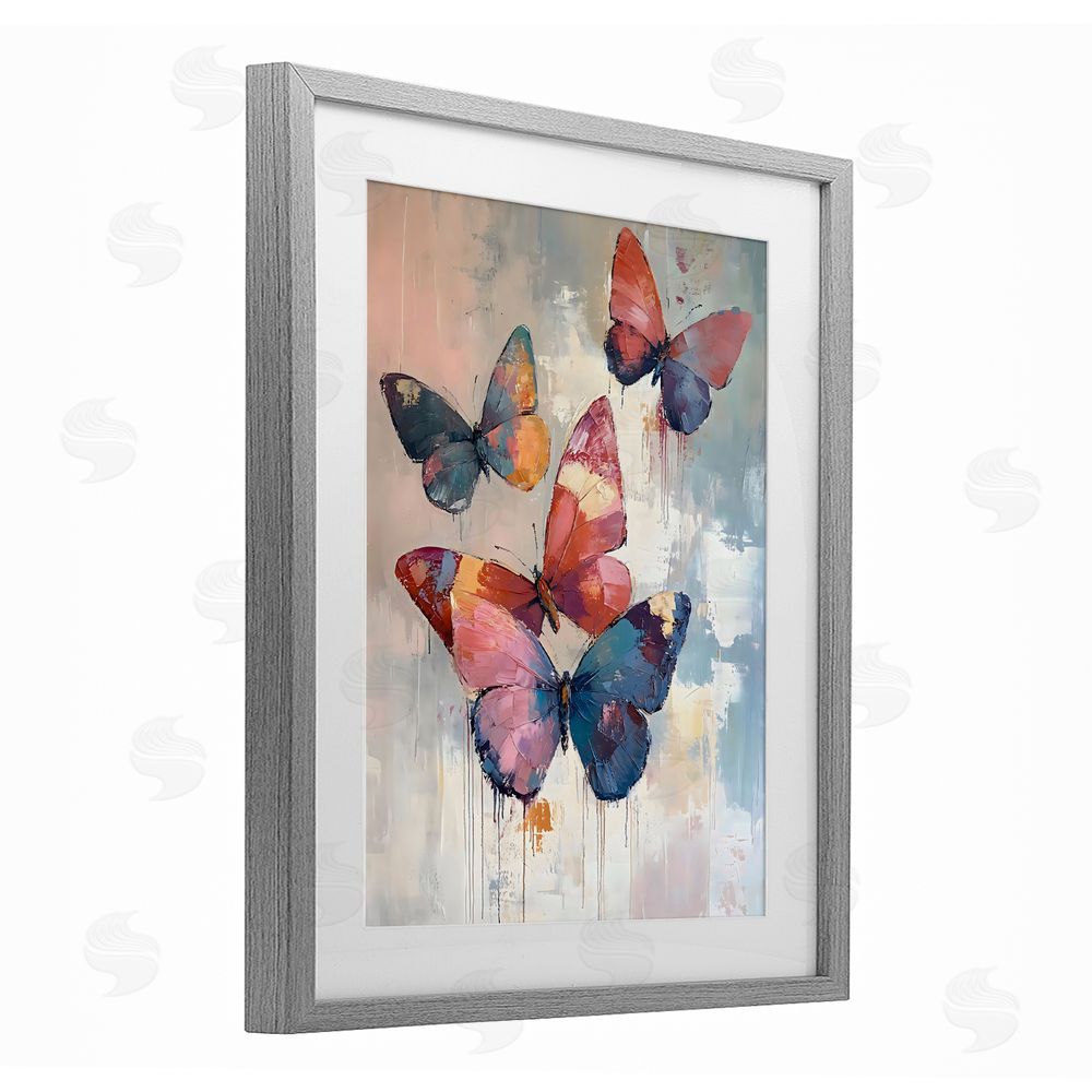 Creative Studio Butterfly Beauty in Flight Gray Framed Print Under Glass with Matting Wall Art