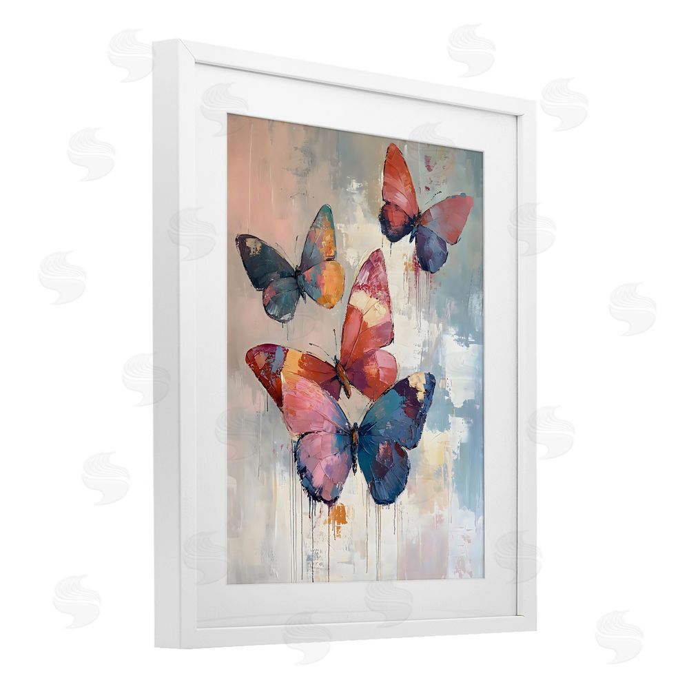 Creative Studio Butterfly Beauty in Flight White Framed Print Under Glass with Matting Wall Art