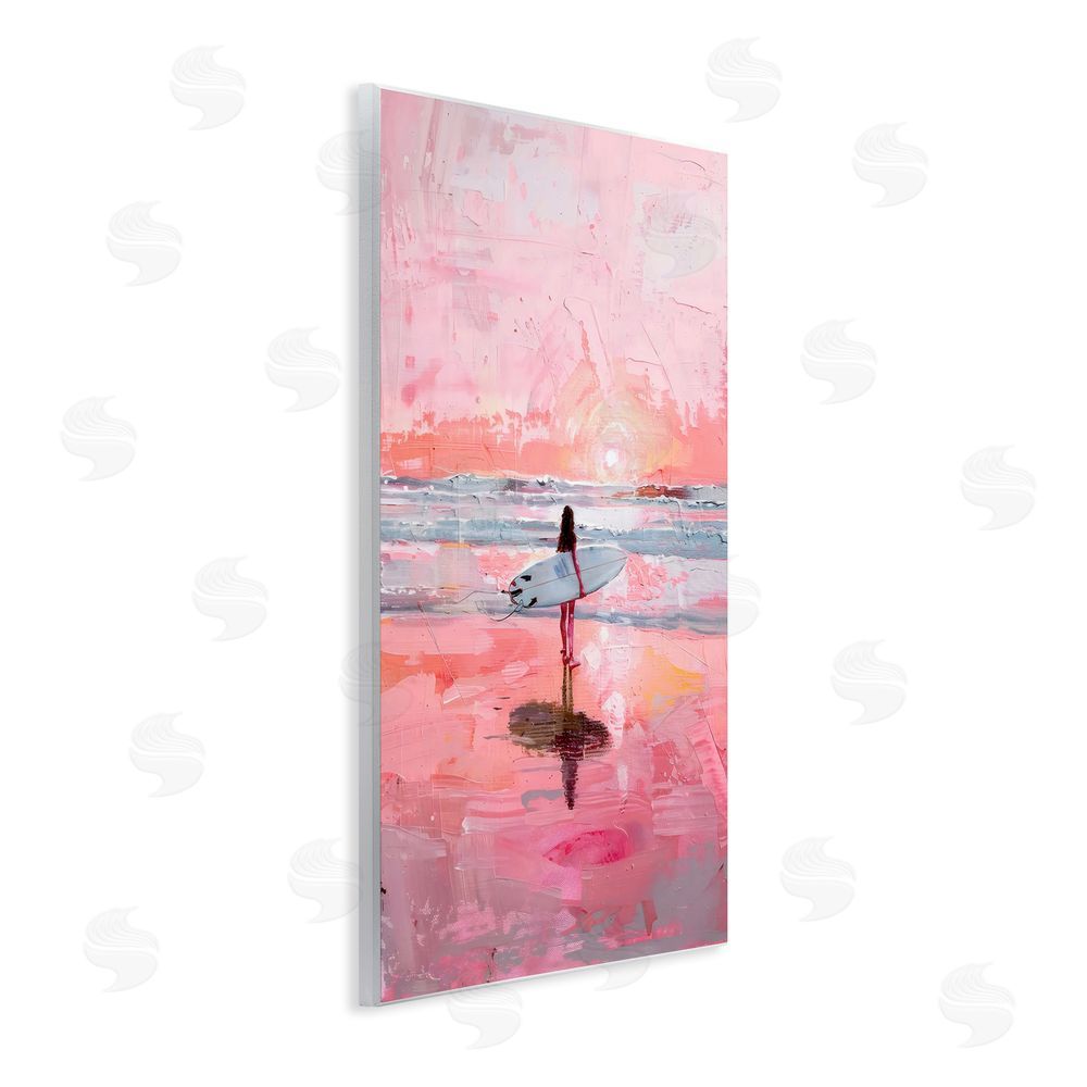 Creative Studio Surfer at Pink Sunset Wall Plaque Printed Art
