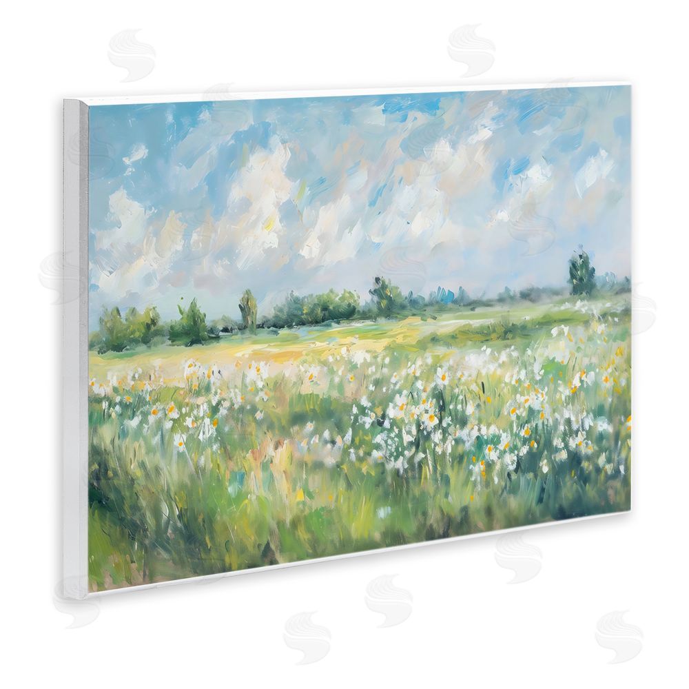 Creative Studio Daisy Field Landscape Impression Wall Plaque with Fixed Lithograph Print