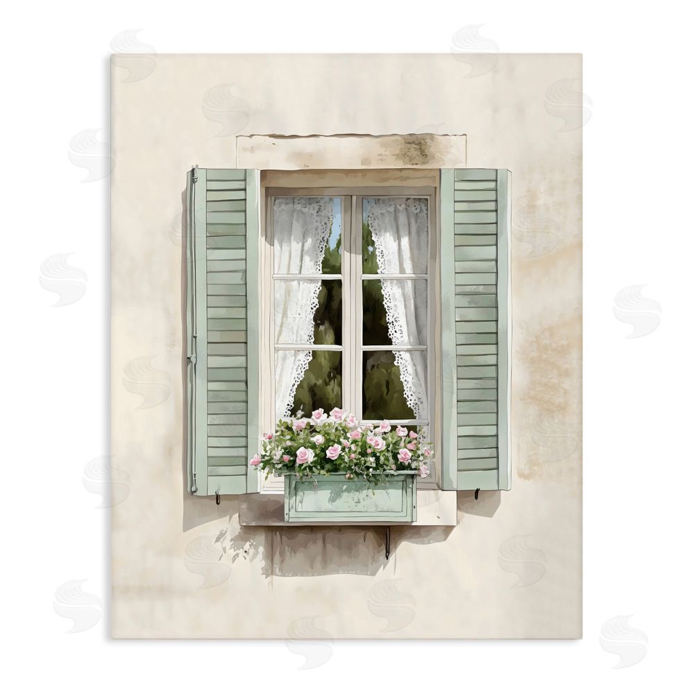 LSR Design Studio French Cafe Window Curtains Stretched Canvas Wall Art