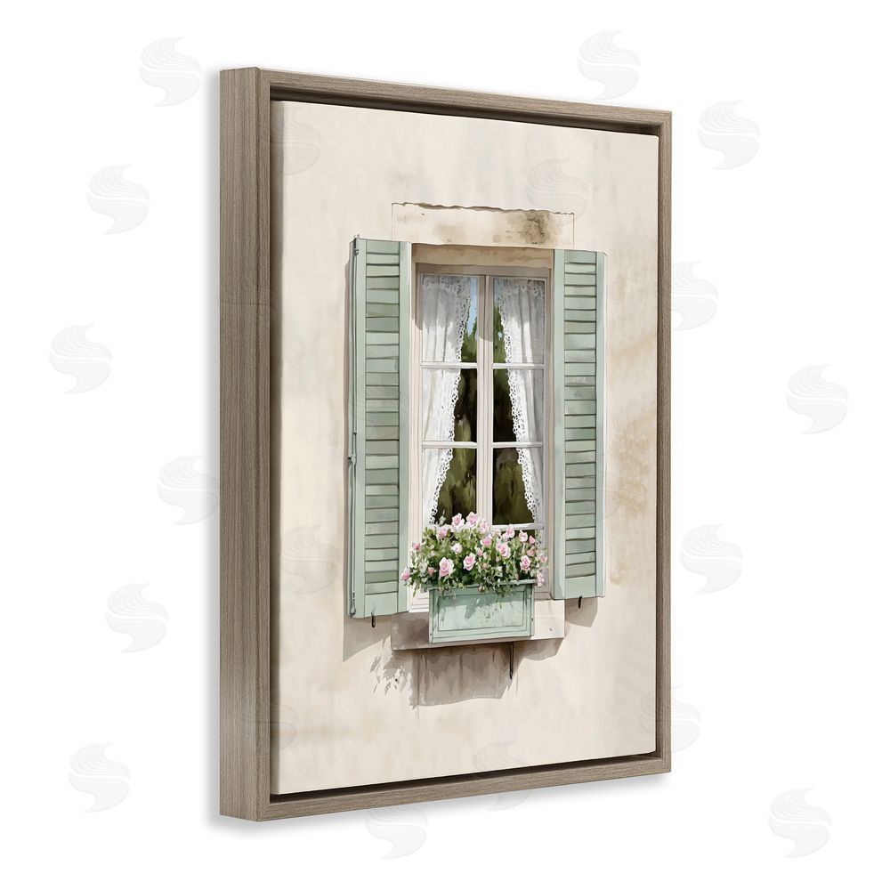 LSR Design Studio French Cafe Window Curtains Brown Floating Framed Canvas Wall Art