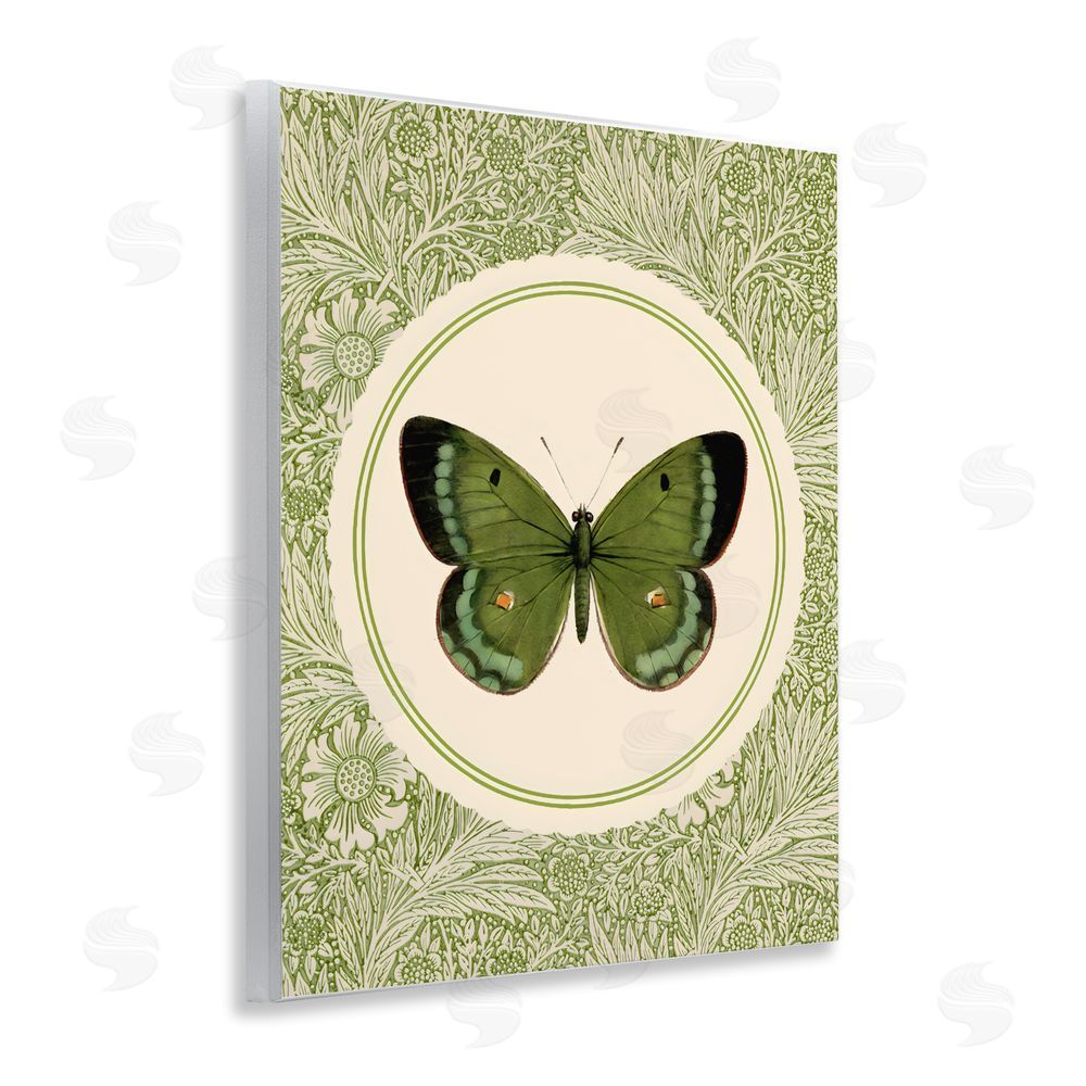 LSR Design Studio Green Butterfly Botanical Medallion Wall Plaque Home Decor Art Print