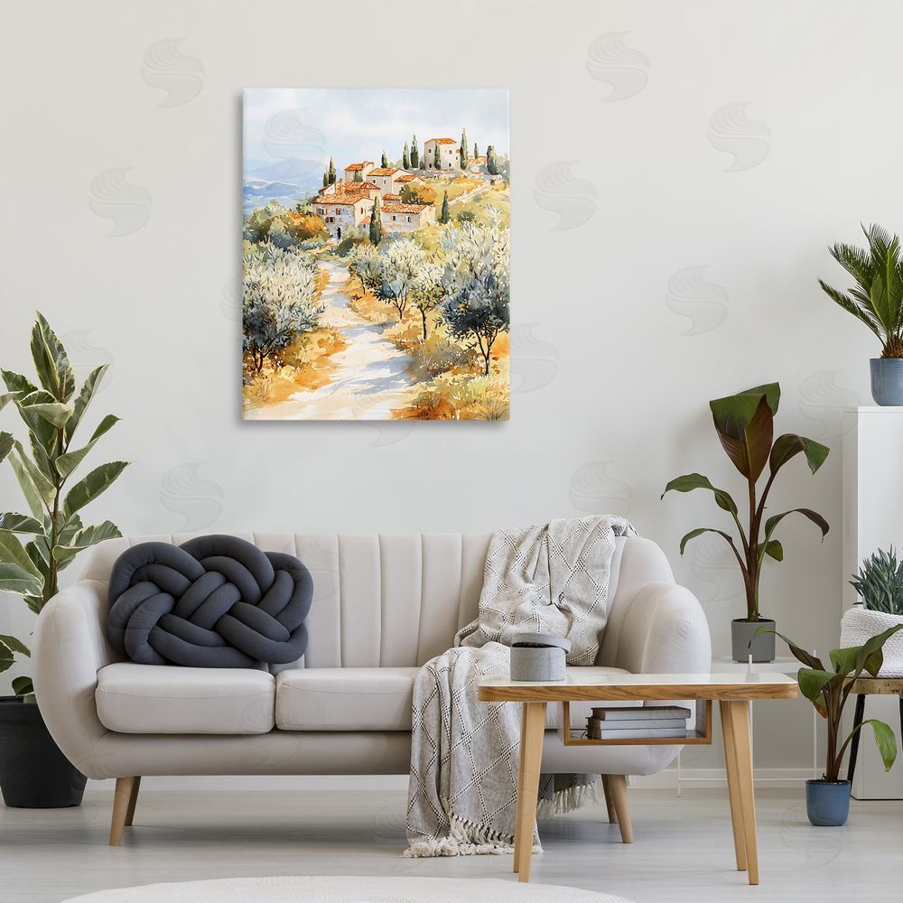 LSR Design Studio Tuscan Hilltop Village View Stretched Canvas on Wall