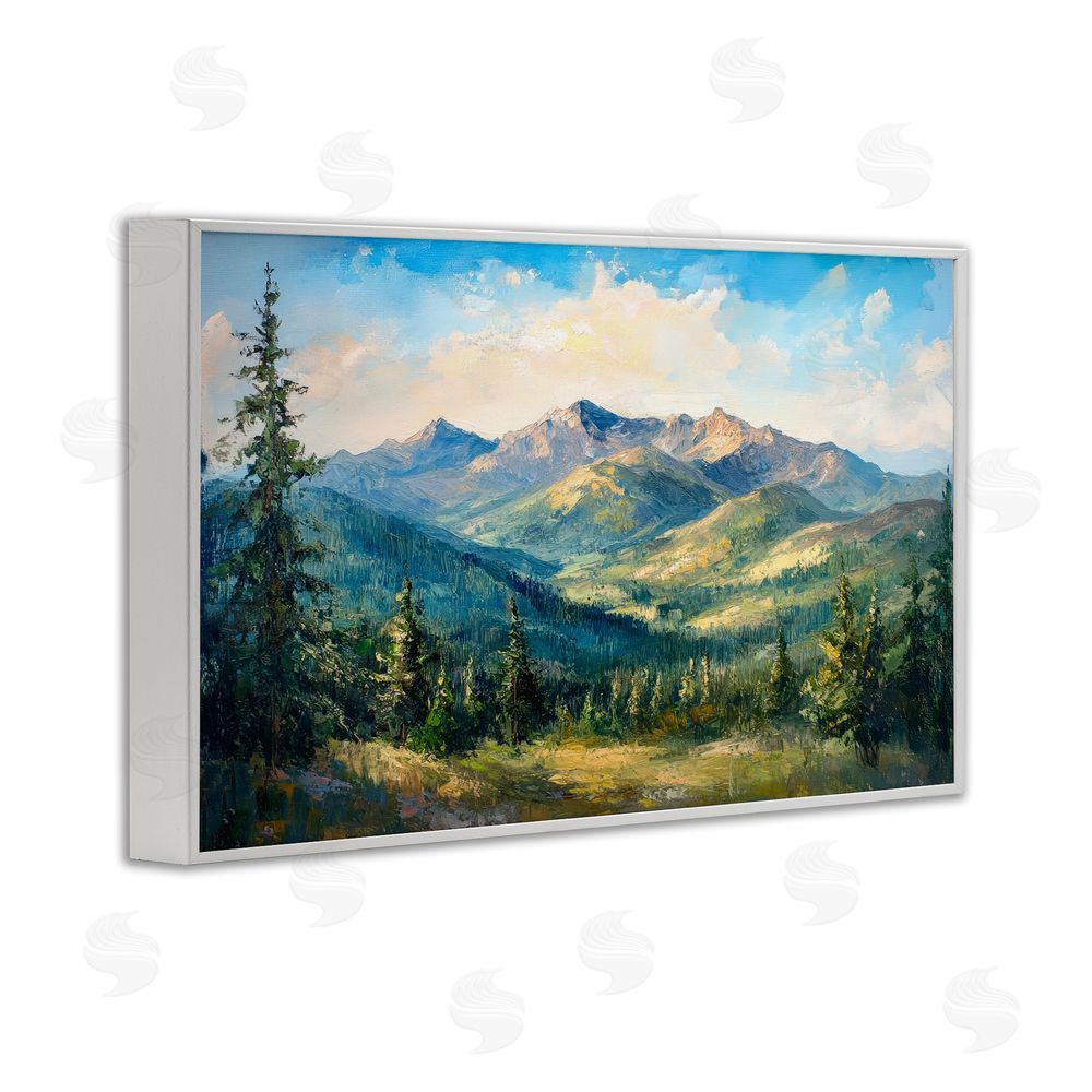 Petal Prints Design Valley In The Mountains White Framed Giclee Wall Art Print