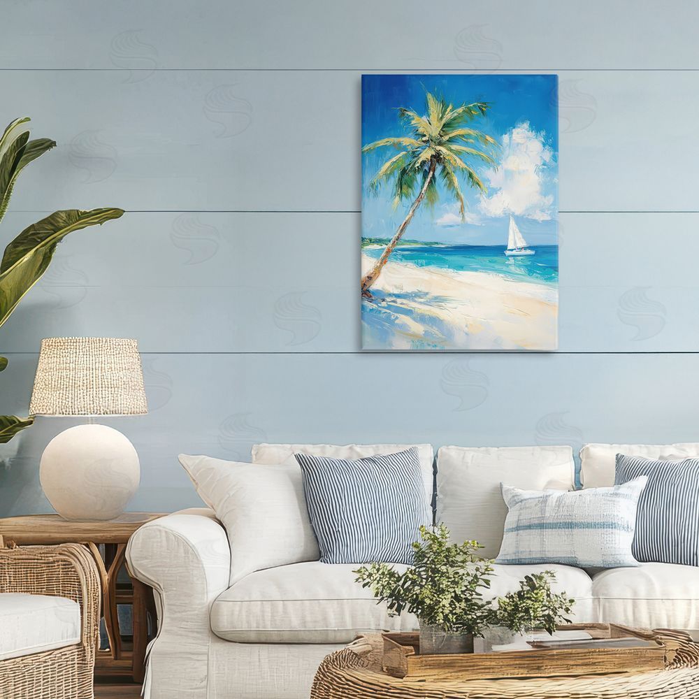 Petal Prints Design White Clouds & Sails Stretched Canvas on Wall
