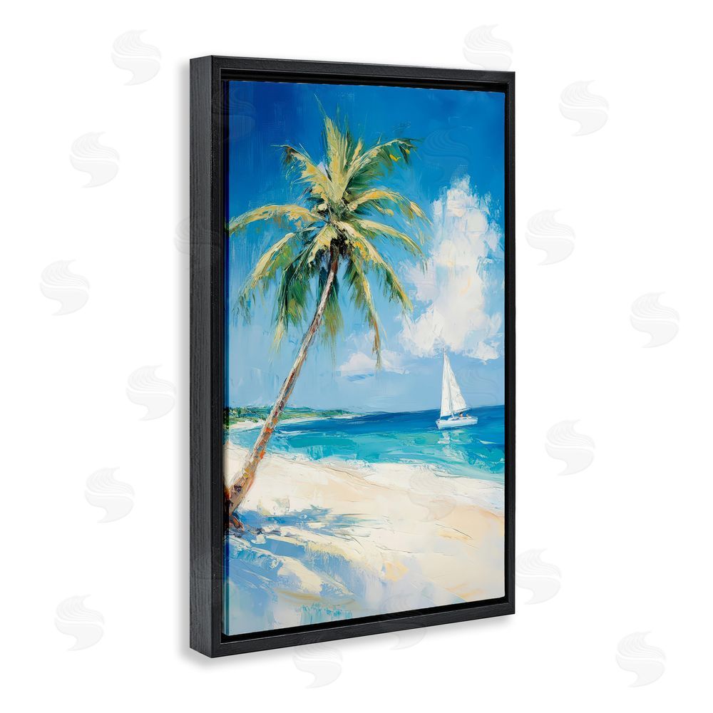 Petal Prints Design White Clouds & Sails Black Floating Framed Canvas Wall Art Print