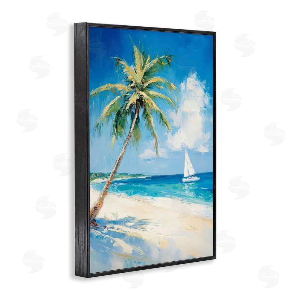 Petal Prints Design White Clouds & Sails Black Framed Giclee Wall Art Print