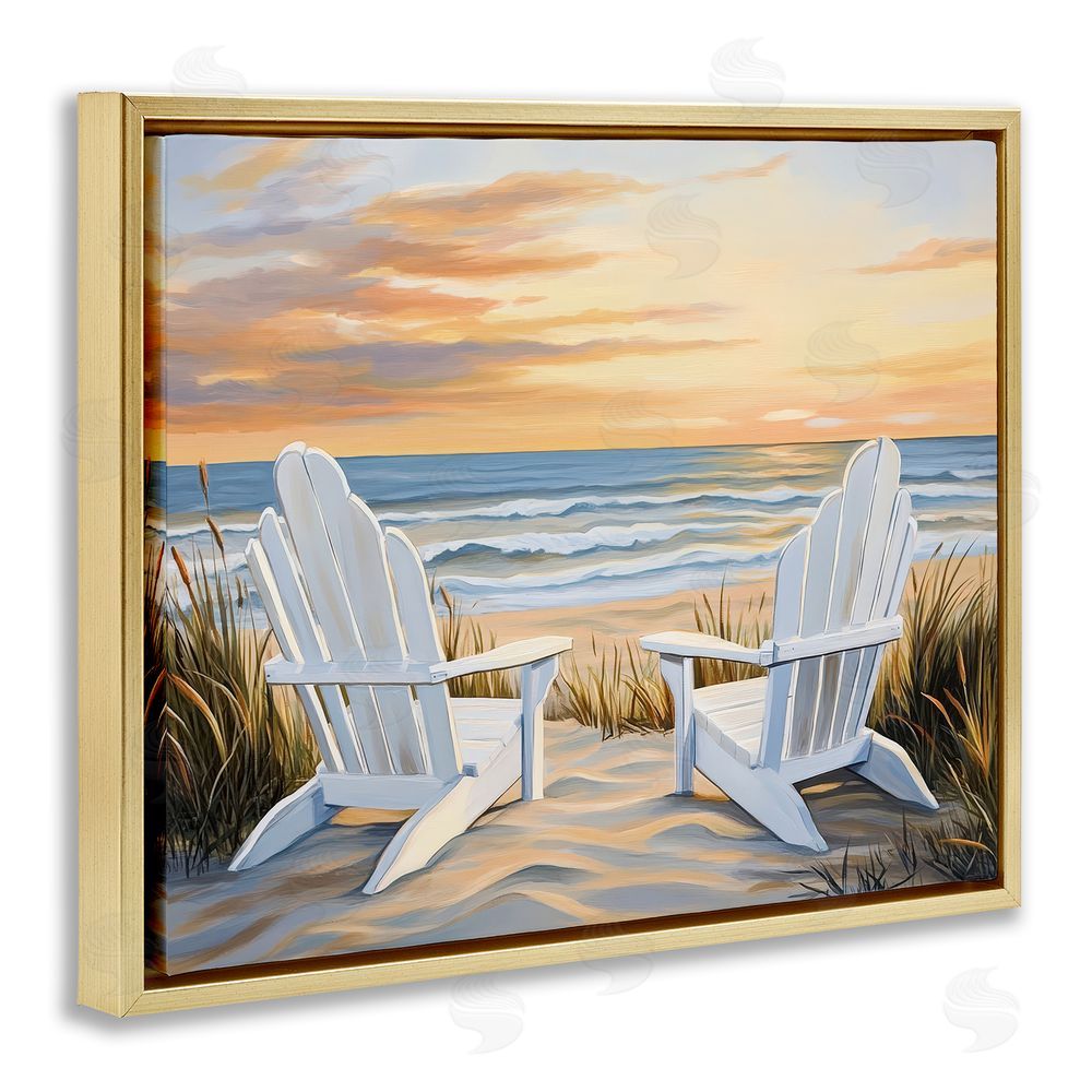 Petal Prints Design Wave Watching Spot at Sunset Gold Floating Framed Canvas Wall Art Print